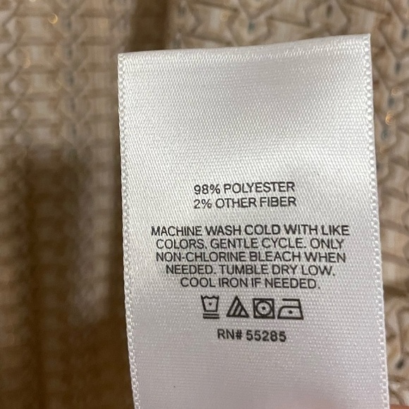 Express Relaxed Portofino Geometric Gold Threaded Long Sleeve Sheer Blouse - Picture 6 of 6